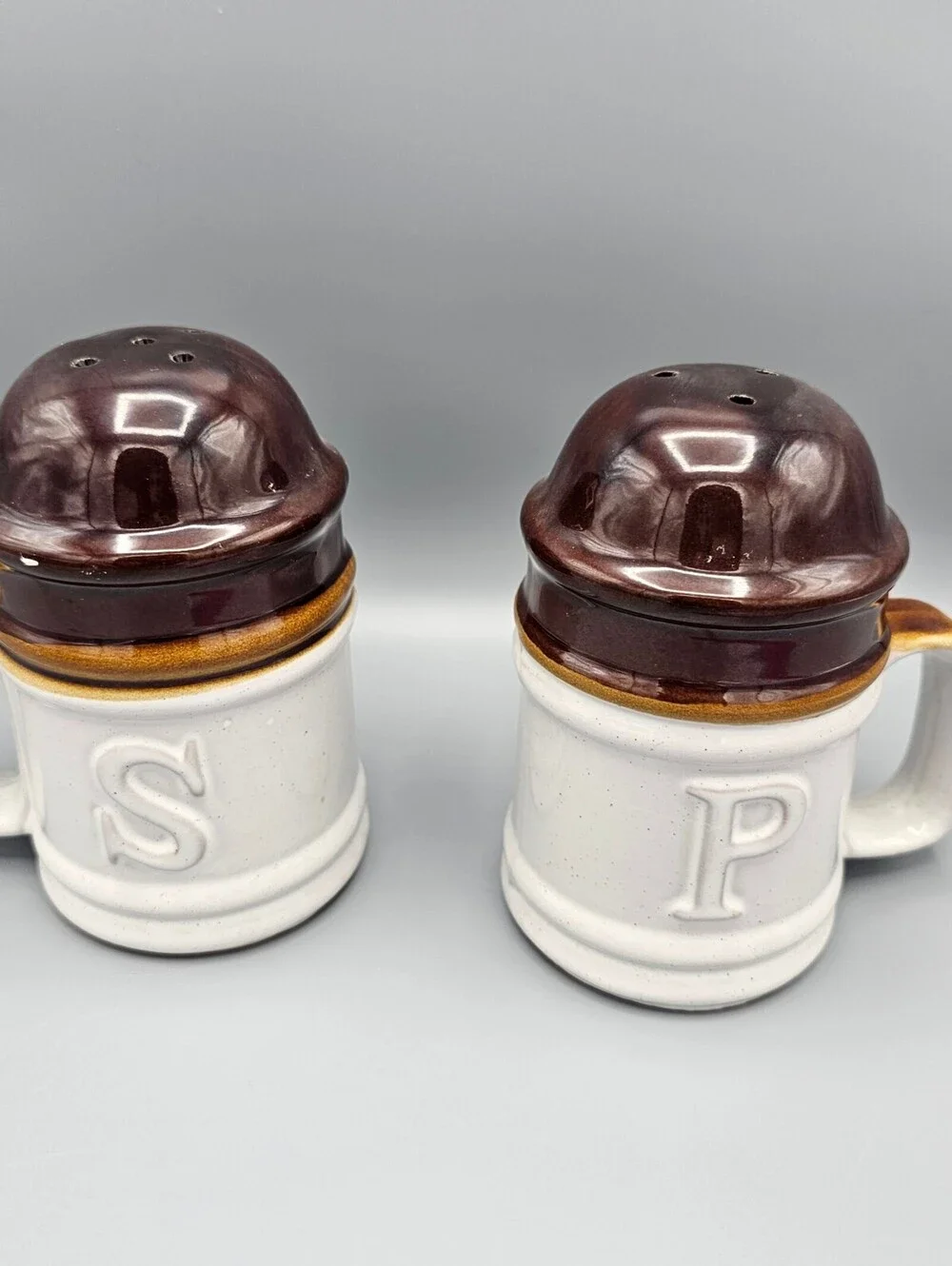 Vintage Ceramic Salt and Pepper Shakers Mug Style